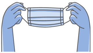 Maske mit Händen, blau